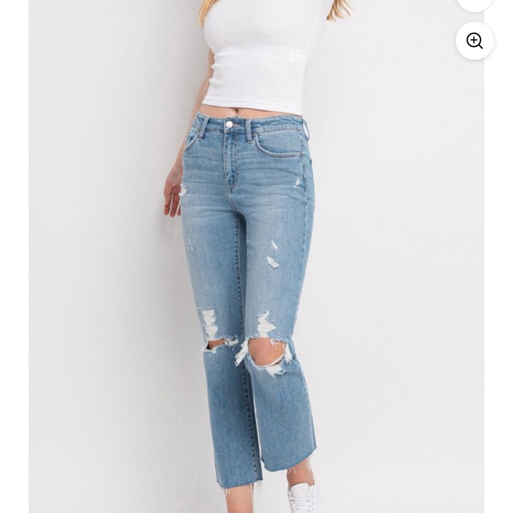 Flying Monkey Distressed Blue Straight Leg Jeans
